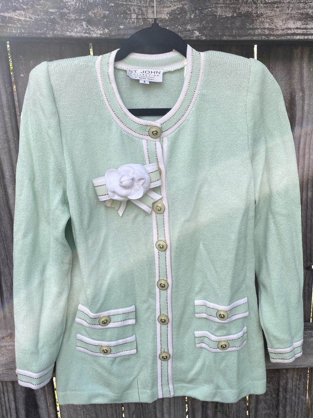 Women’s Sleeveless st.John Knit cardigan + top Mint Green size 4 p